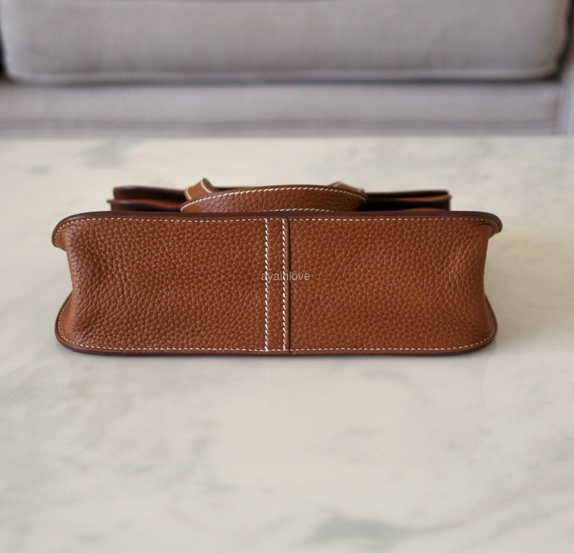 HERMES Halzan 25 Gold Clemence Palladium Hardware B Stamp