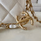CHANEL Iridescent White Caviar Rectangular Vanity on Adjustable Chain Strap Oversized CC Gold Hardware