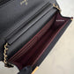 CHANEL Black Caviar Microchipped Classic Wallet On Chain Gold Hardware
