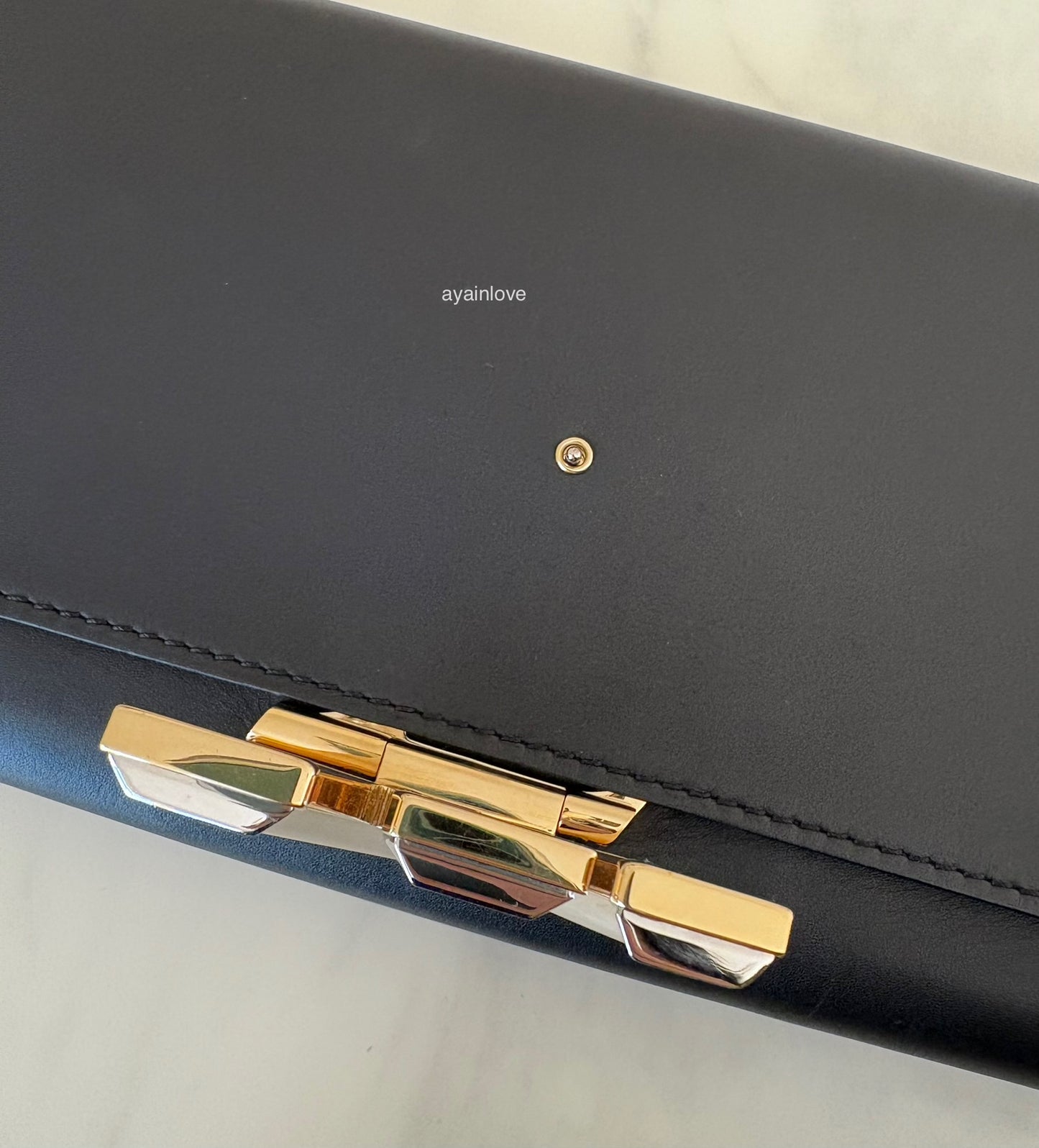 LOUIS VUITTON Black Calfskin Louise Pochette Clutch GM Bag