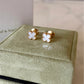 VAN CLEEF ARPELS VCA 18KT Yellow Gold White MOP Mother of Pearl Sweet Alhambra Earrings