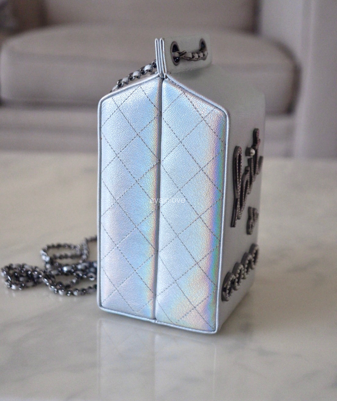 Silver Chanel Milk Carton Bag CHANEL 14K Limited Edition Runway