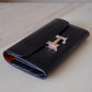 HERMES Constance Blue Marine Shiny Alligator Bicolor Verso Cuivre Long Wallet To Go Rose Gold Hardware