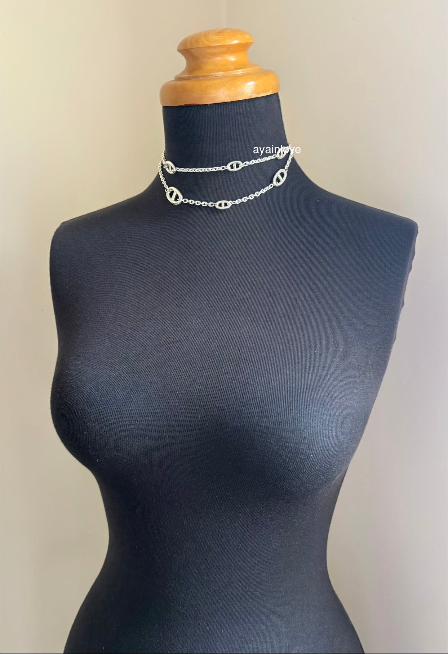 HERMES Farandole Long Necklace 80 Sterling Silver