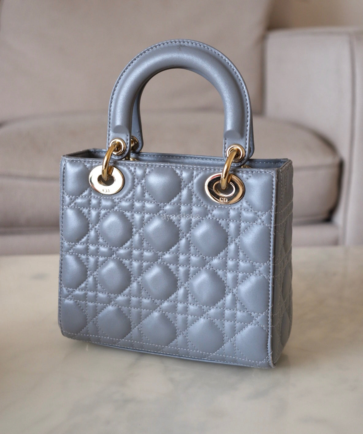 DIOR Small Lady Dior Grey Cannage Lambskin My ABCDior Bag