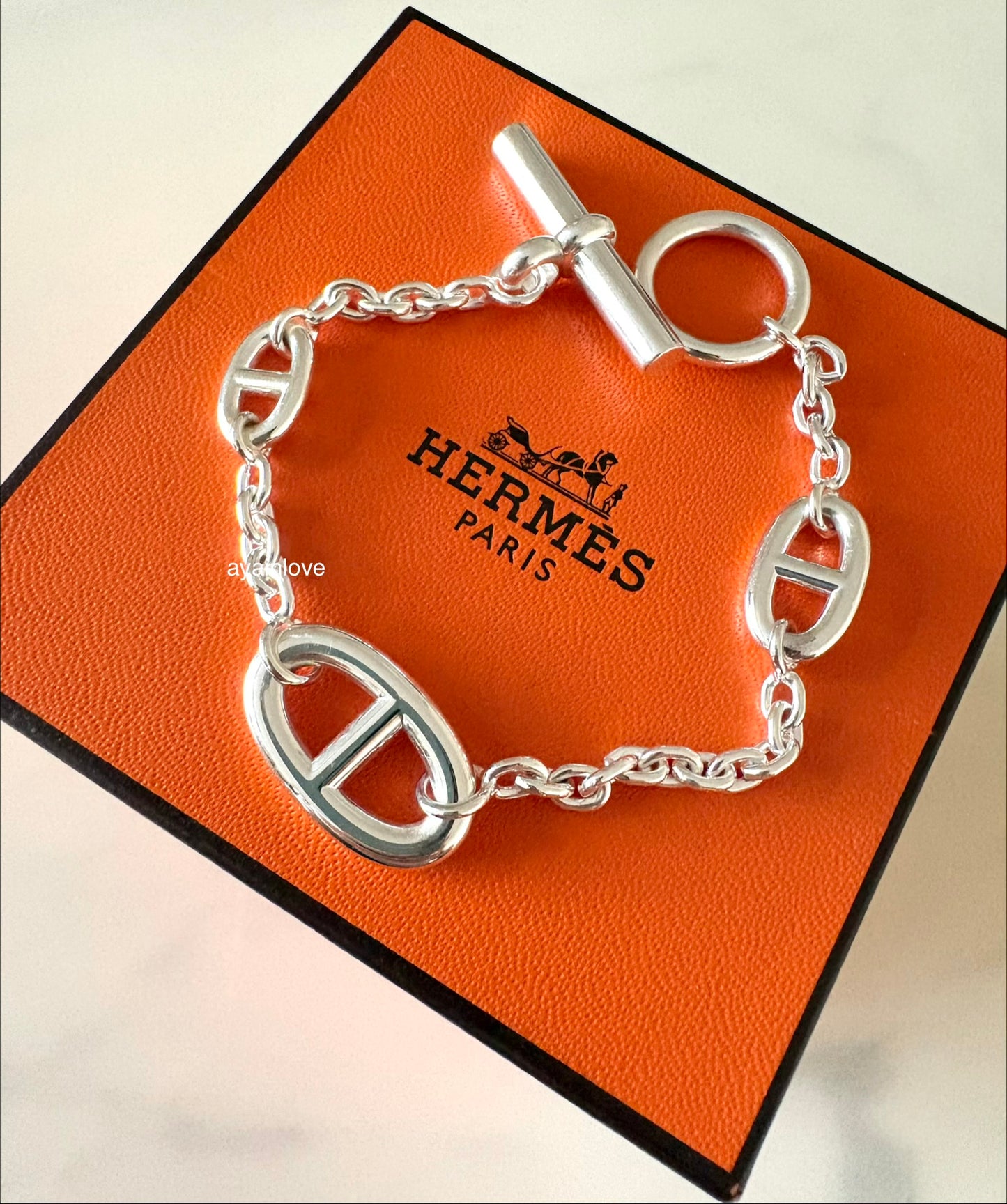 HERMES Farandole Sterling Silver Bracelet Size ST