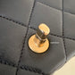 CHANEL 24S Black Lambskin Twin Pearls Quilted Mini Flap Bag Adjustable Gold Hardware
