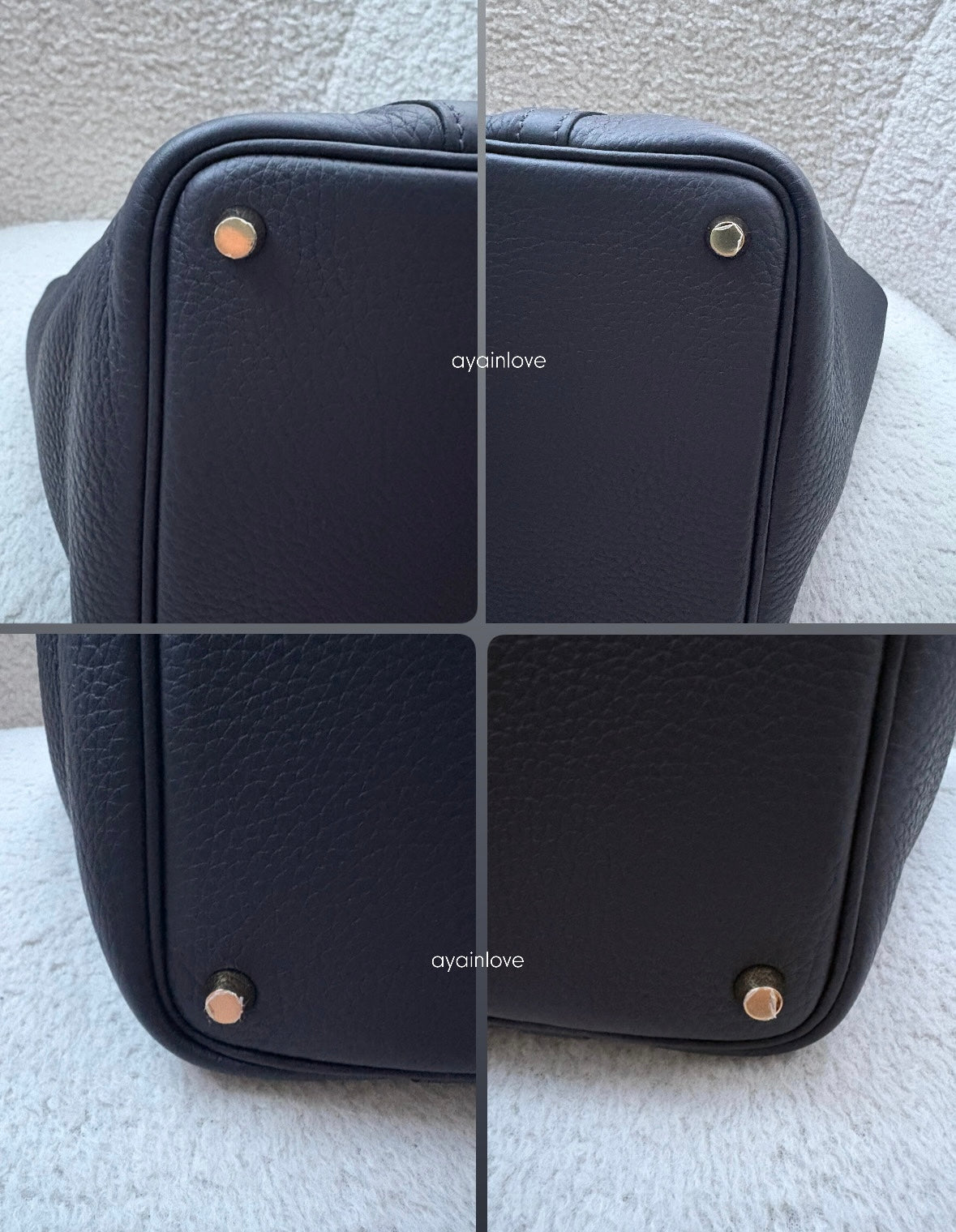 HERMES Picotin Lock 18 Caban Dark Blue Black Taurillion Clemence Gold Hardware K Stamp