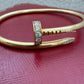 CARTIER 18KT Yellow Gold Full Size Classic JUC Juste Un Clou Diamonds Bracelet Size 17