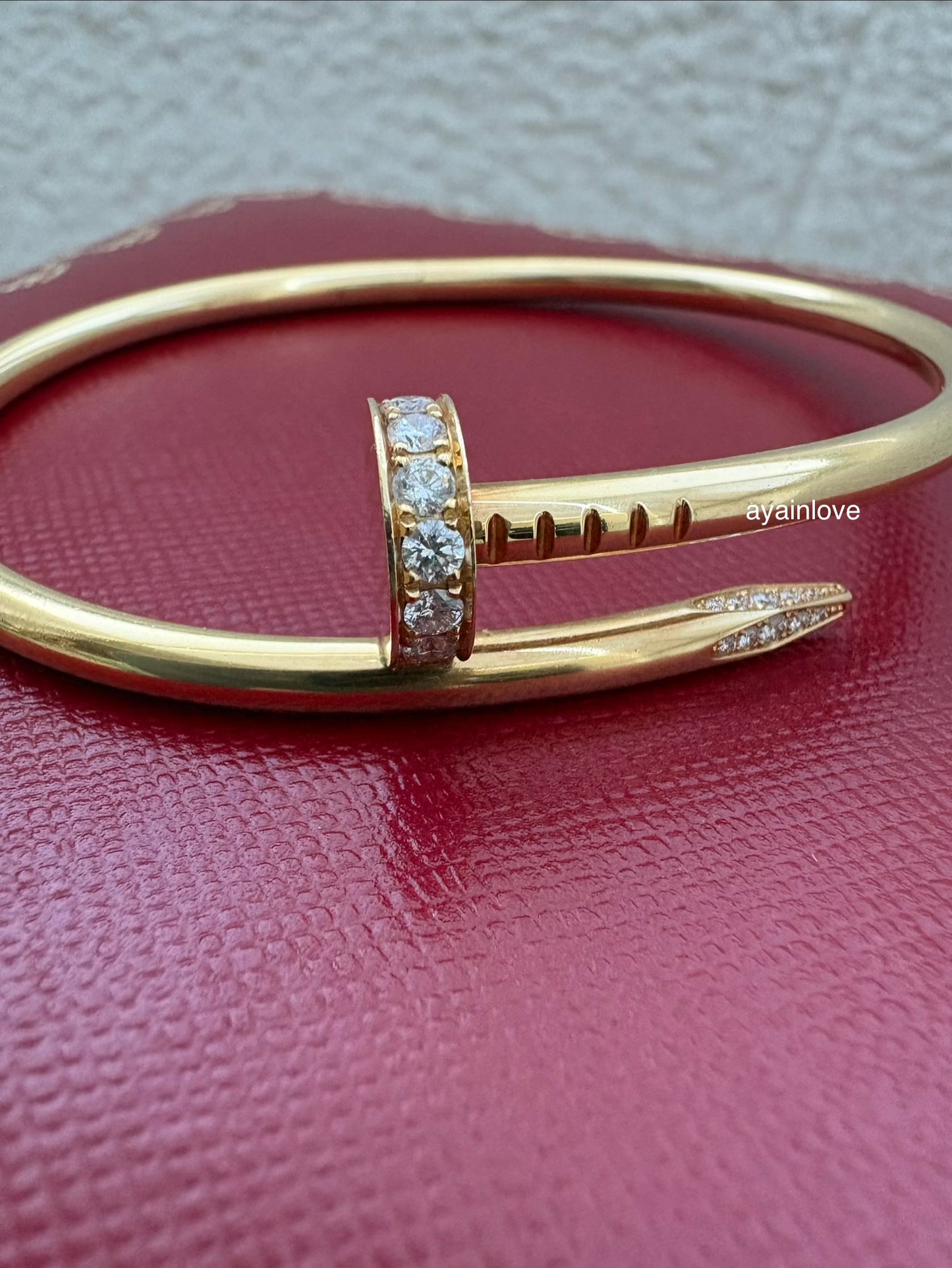 CARTIER 18KT Yellow Gold Full Size Classic JUC Juste Un Clou Diamonds Bracelet Size 17