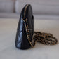 CHANEL Small Black Lambskin Zip Clutch on Chain Camera Bag Light Gold Hardware