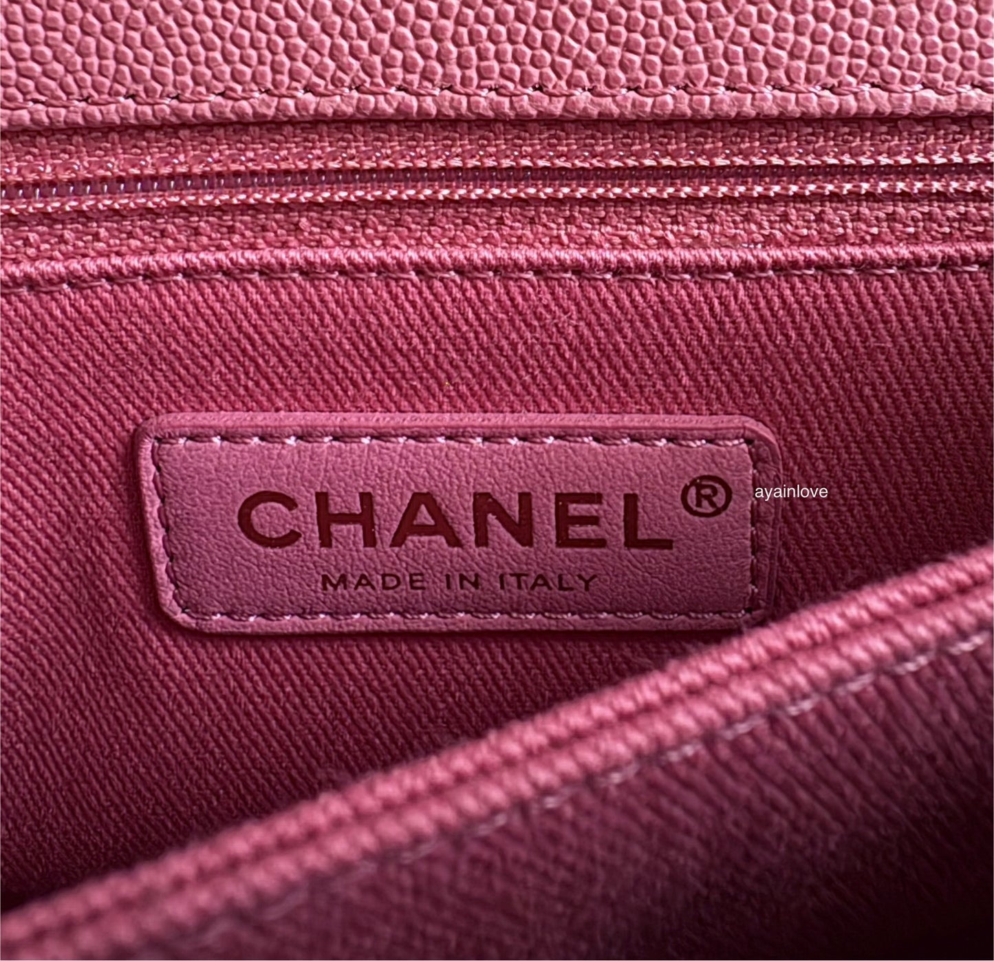 CHANEL Pink Caviar Chevron Small Coco Handle 24 cm Light Gold Hardware