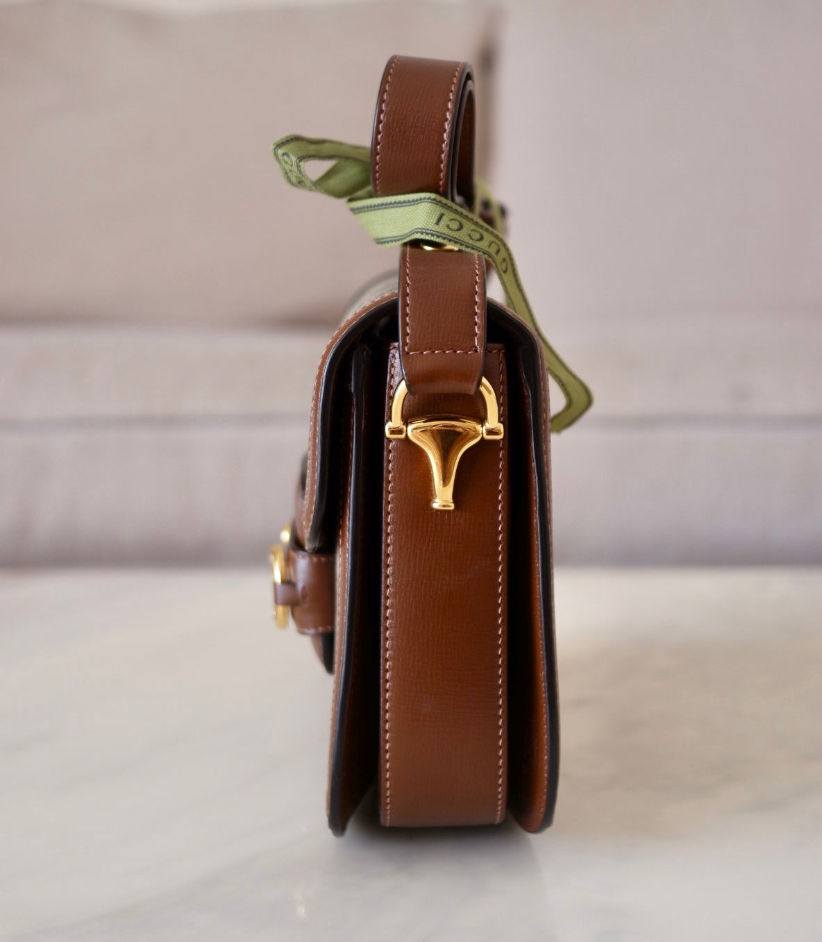 Gucci Horsebit 1955 Medium Brown GG Supreme Monogram Bag Gold Hardware
