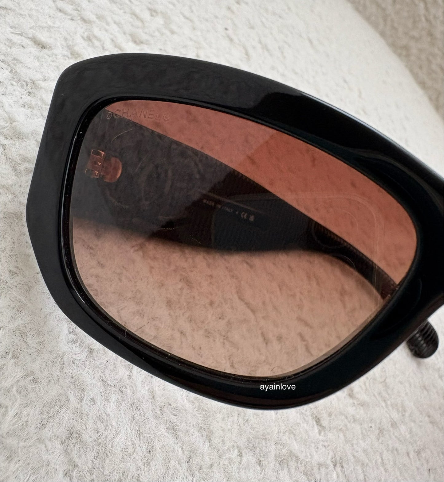 CHANEL Pillow Black CC Logo Hardware Rectangle Sunglasses