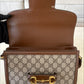 Gucci Horsebit 1955 Medium Brown GG Supreme Monogram Bag Gold Hardware