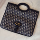 DIOR Blue Oblique Jacquard Fold Over Clutch Bag