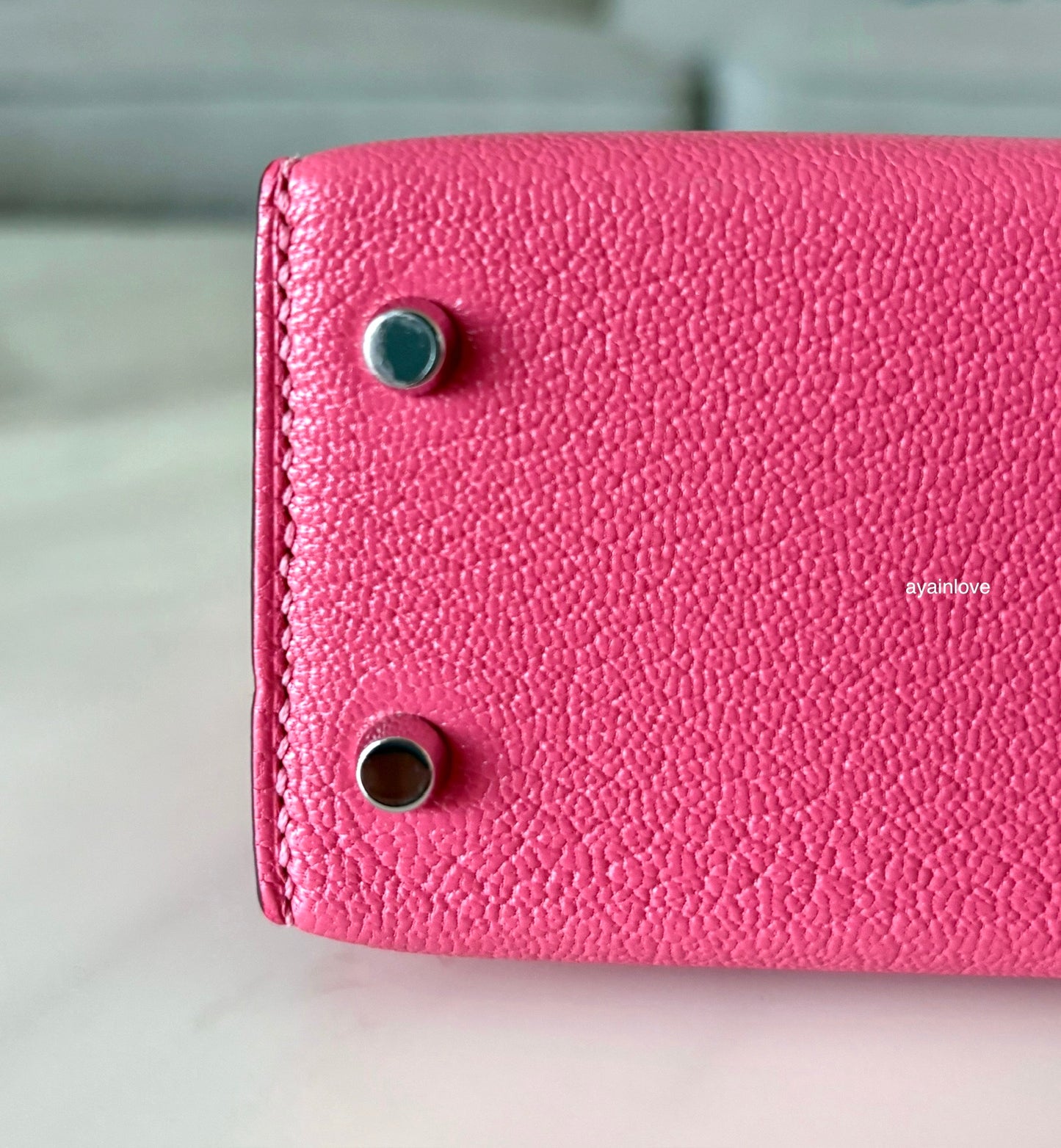 HERMES Mini Kelly 20 Pink Rose Lipstick Chèvre Mysore Palladium Hardware D Stamp