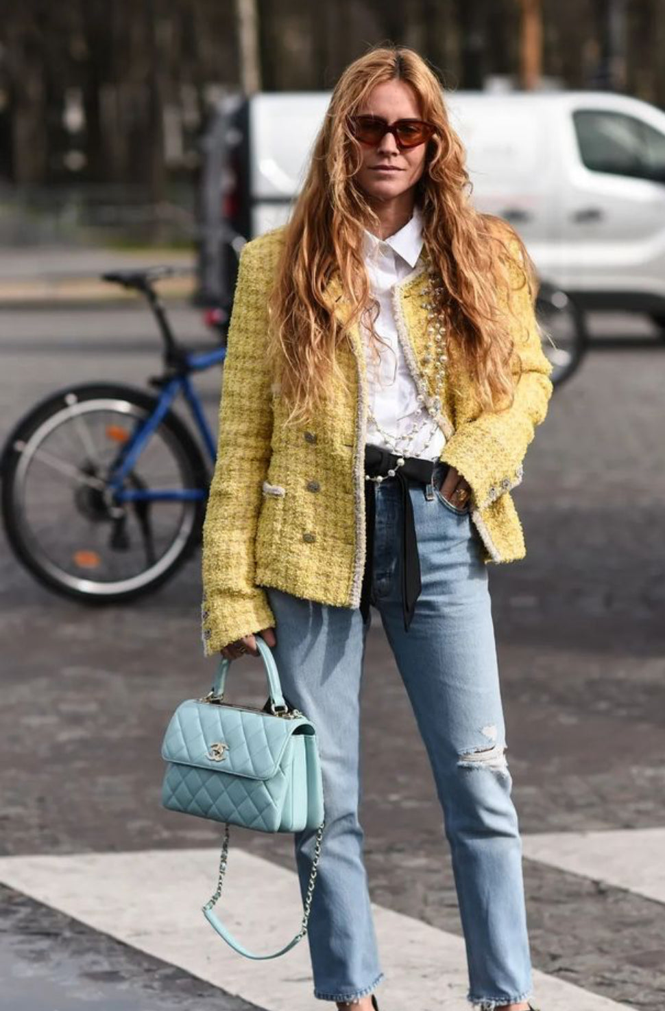 CHANEL 20P Yellow Fantasy Tweed Jacket Size 34FR