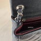 CHANEL 17B Black Caviar (Burgundy Interior) Quilted Square Mini Flap Bag Silver Hardware