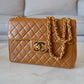CHANEL Vintage Dark Beige Quilted Jumbo Classic Single Flap Oversized CC Bag 24KT Gold Plated Hardware Series 3