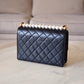 CHANEL 19S Chic Pearl Black Goatskin Flap Bag Gold Hardware