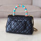 CHANEL Black Goatskin Coco Rainbow Handle Extra Mini 19cm Bag Light Gold Hardware