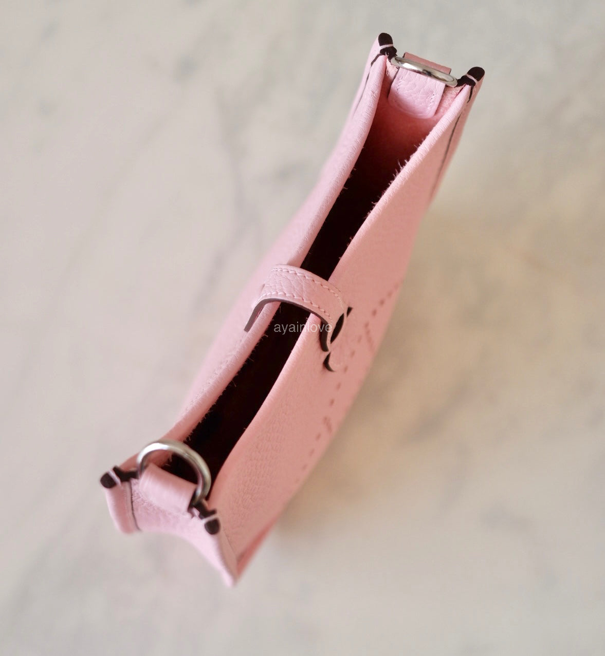 HERMES Mini Evelyne TPM 16 Amazone Rose Sakura Clemence Palladium Hardware W Stamp