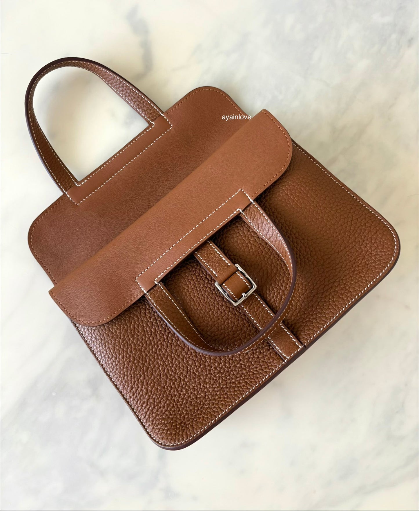 HERMES Halzan 25 Gold Clemence Palladium Hardware B Stamp