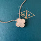 Van Cleef Arpels VCA White Mother of Pearl 18KT White Gold Vintage Alhambra Pendant Necklace
