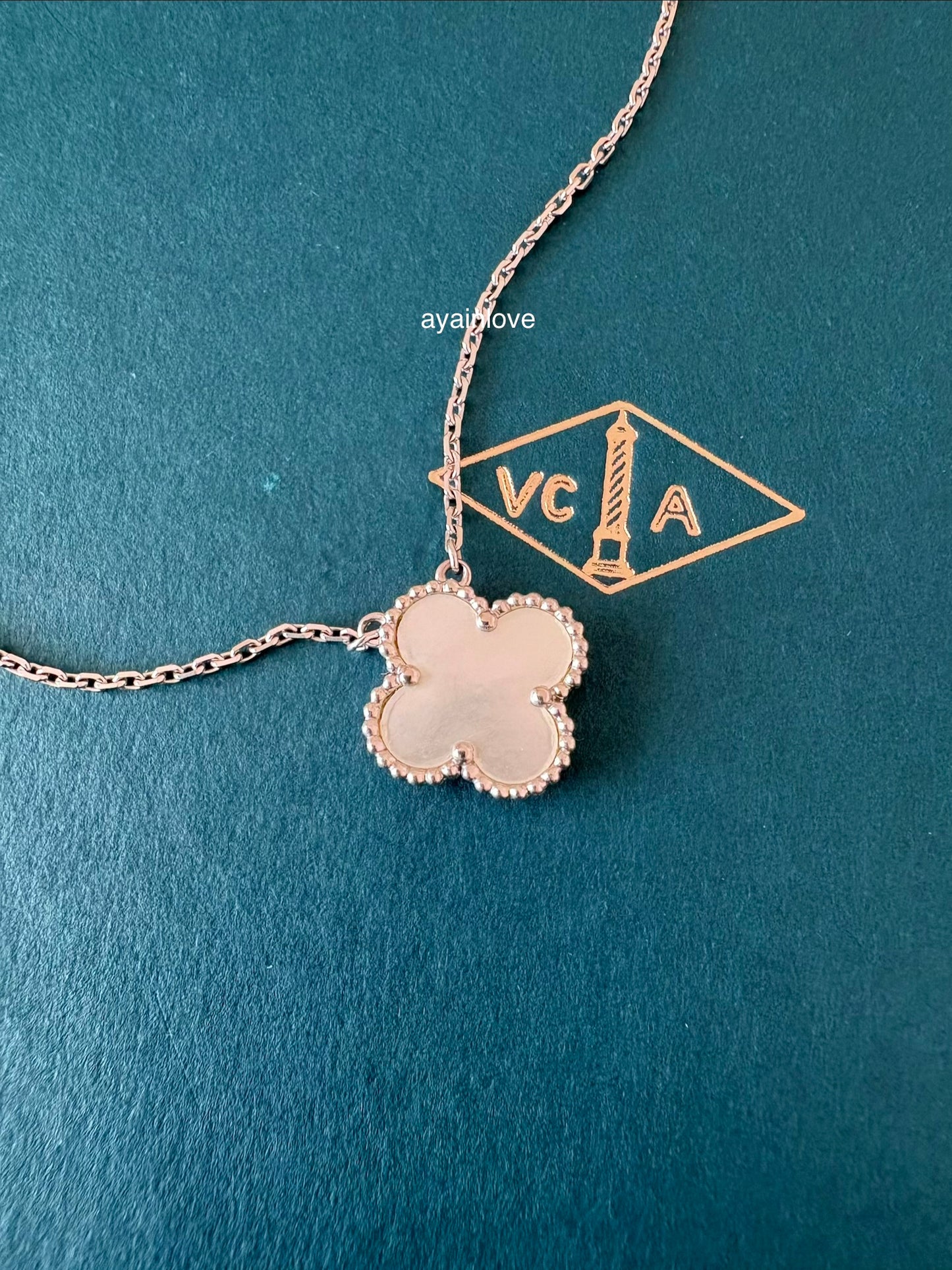 Van Cleef Arpels VCA White Mother of Pearl 18KT White Gold Vintage Alhambra Pendant Necklace