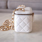 CHANEL Iridescent White Caviar Rectangular Vanity on Adjustable Chain Strap Oversized CC Gold Hardware