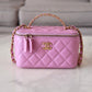 CHANEL 22S Pick Me Up Pink Caviar Top Handle Vanity Brushed Gold Hardware