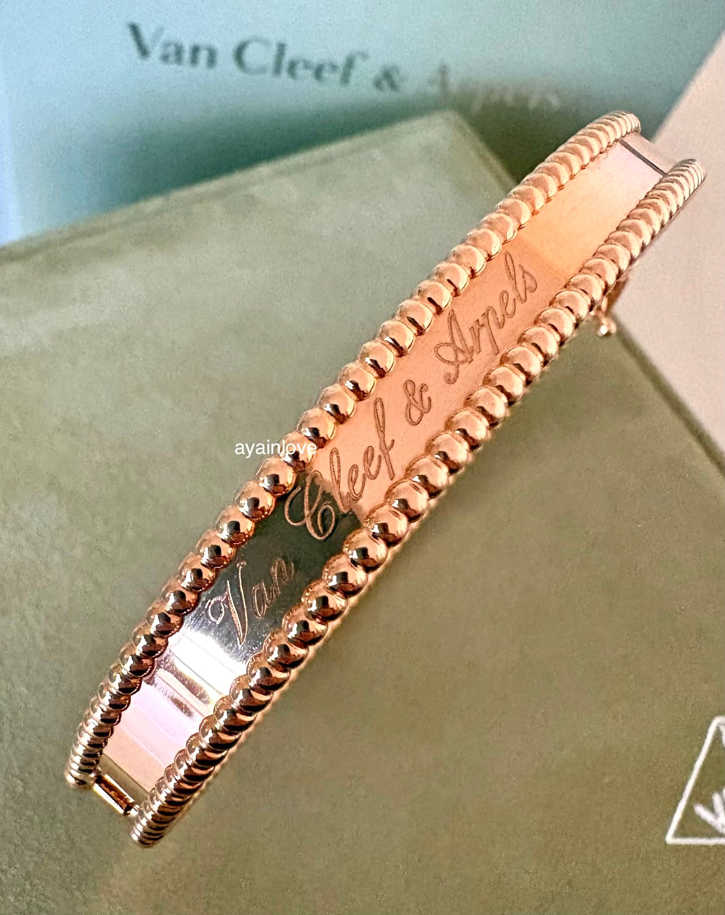 Van Cleef Arpels VCA Signature Perlee 18KT Rose Gold Bracelet Size Large