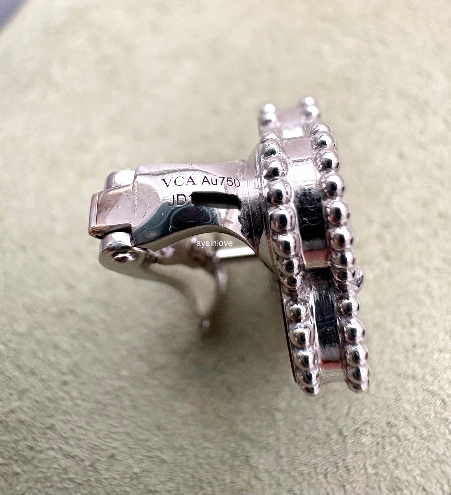 VAN CLEEF ARPELS VCA 18KT White Gold Guilloche Vintage Alhambra Earrings