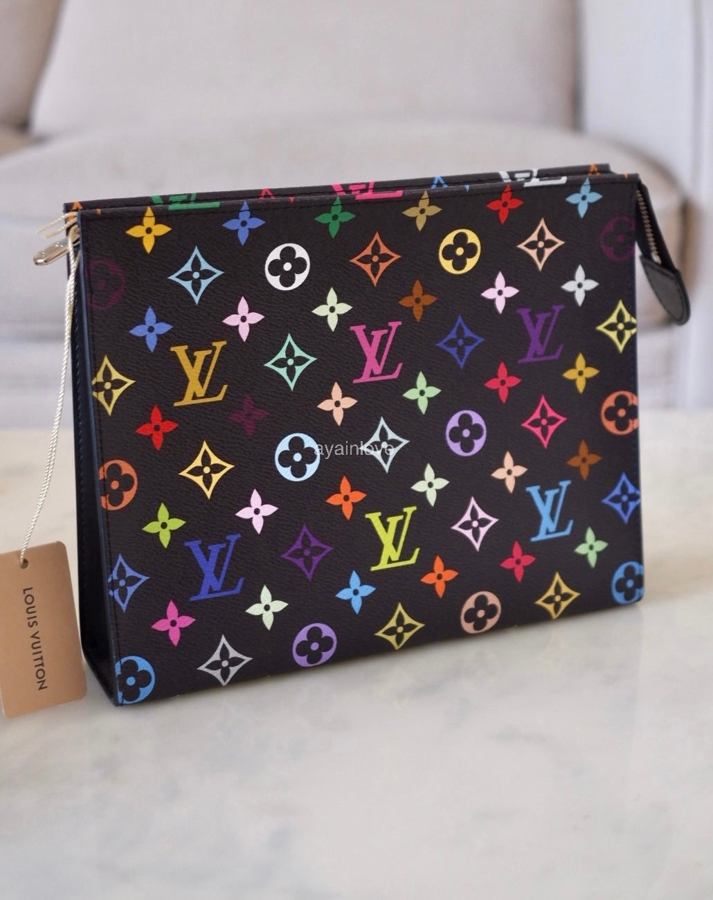 LOUIS VUITTON LV x TM Black Multicolour Rainbow Murakami Toiletry