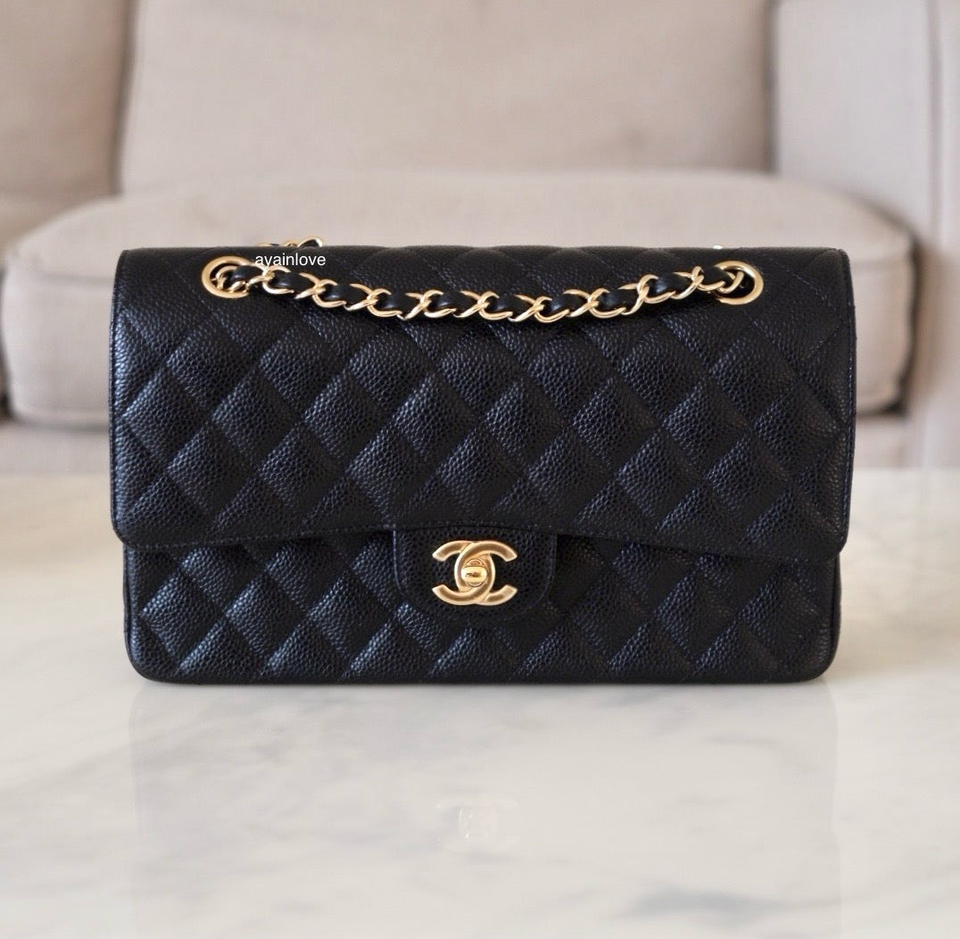 CHANEL Black Caviar Medium/Large Classic Flap Gold Hardware