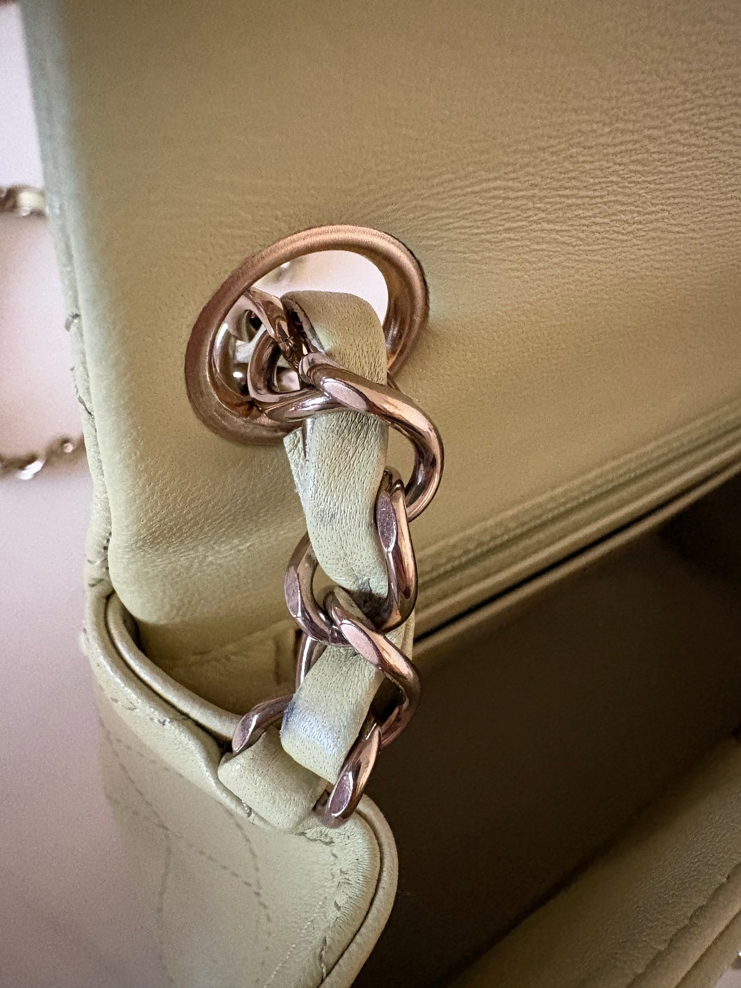 CHANEL 23C Light Green Microchipped Classic Quilted Square Mini Flap Bag Light Gold Hardware