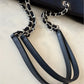 CHANEL Midnight Navy Blue Canvas Small Medium Deauville Microchipped Tote Bag Silver Hardware