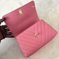 CHANEL Pink Caviar Chevron Small Coco Handle 24 cm Light Gold Hardware