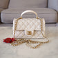 CHANEL 21S Light Beige Caviar Top Handle Rectangular Mini Bag Gold Hardware