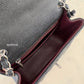 CHANEL 17B Black Caviar (Burgundy Interior) Quilted Square Mini Flap Bag Silver Hardware