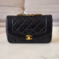 CHANEL Vintage Black Quilted Lambskin Small Diana Flap Bag 24KT Gold Plated Hardware Series 3