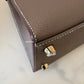 HERMES Kelly 25 Etoupe Epsom Bag Gold Hardware W Stamp