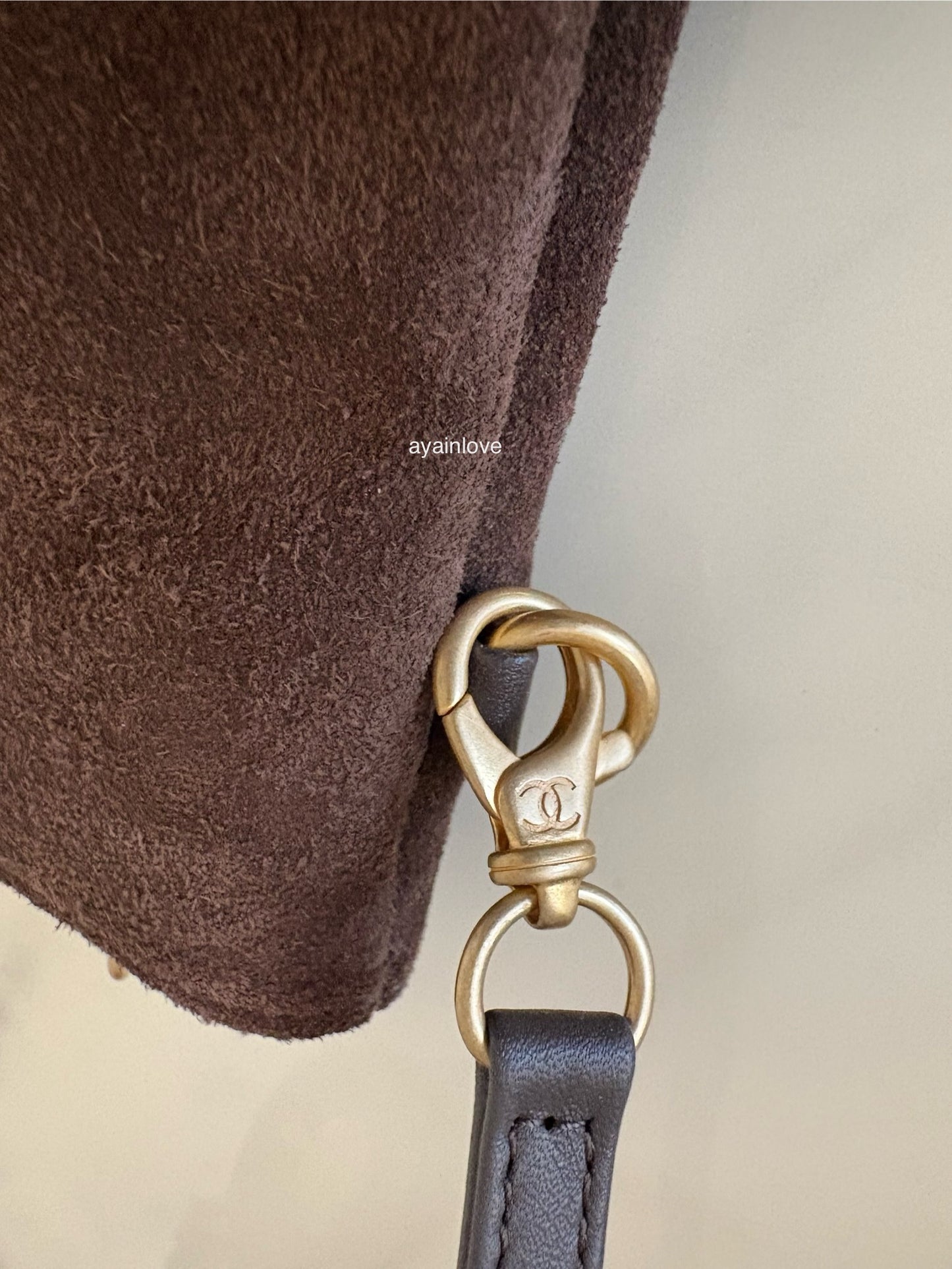 CHANEL 26C Dark Brown Suede Calfskin Medium 25 Bag Gold Hardware