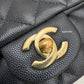 CHANEL 18B Black Caviar Quilted Rectangular Mini Flap Bag Light Gold Hardware