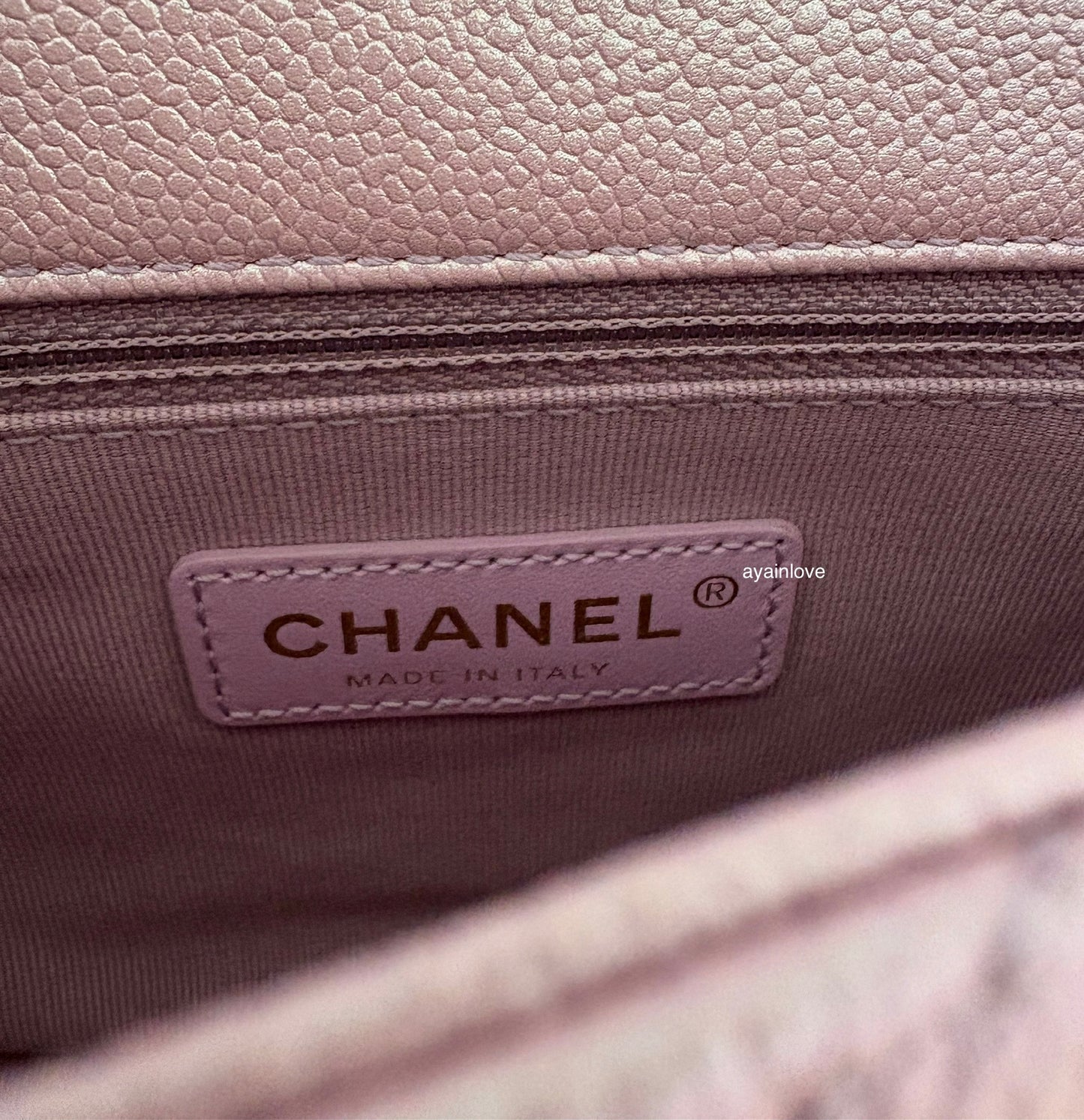 CHANEL 21K Iridescent Pink Caviar My Perfect Square Mini Flap Bag Gold Hardware