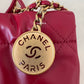 CHANEL Mini 22 Red Shiny Calf Skin Bag Gold Hardware