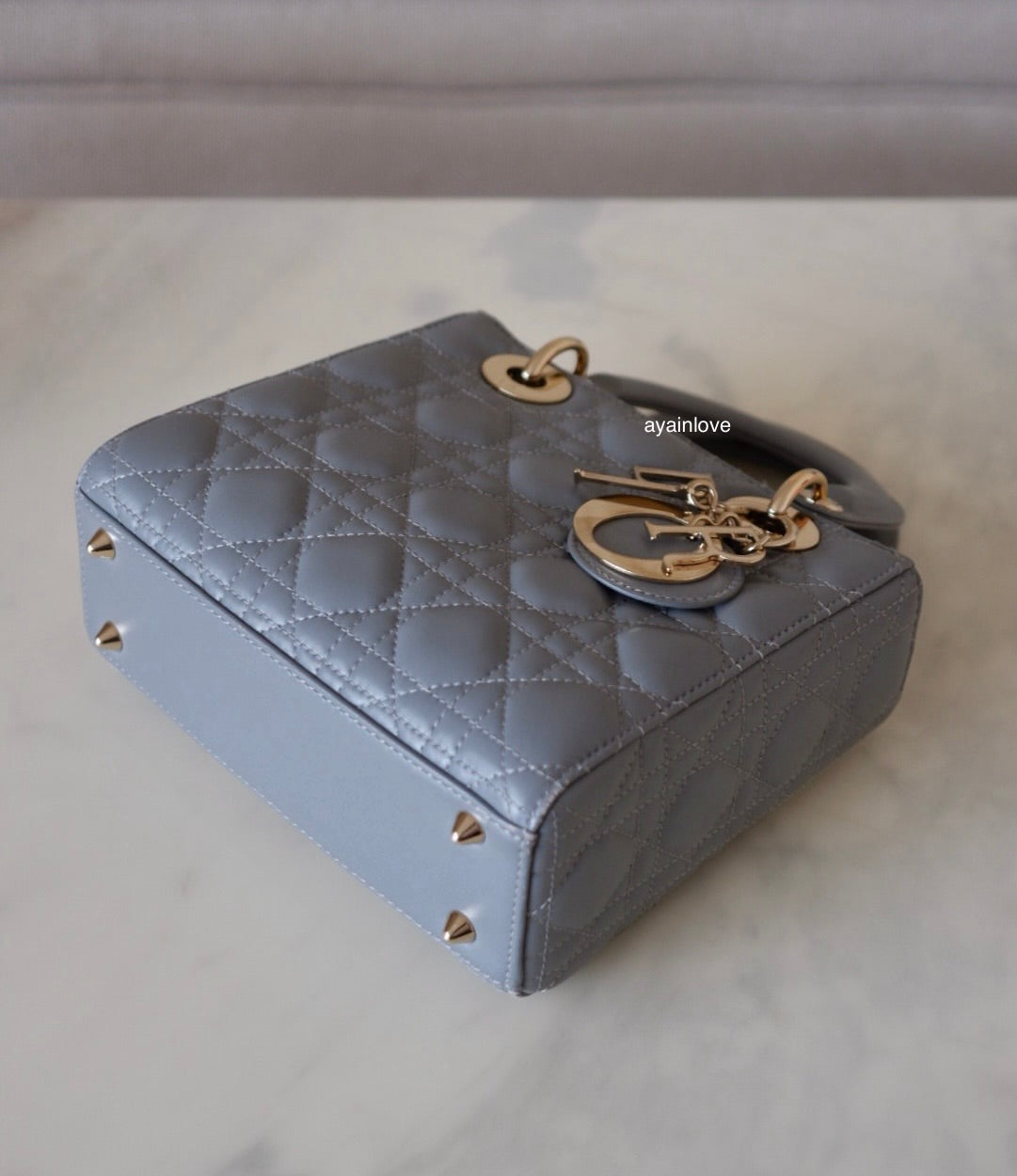 DIOR Small Lady Dior Grey Cannage Lambskin My ABCDior Bag