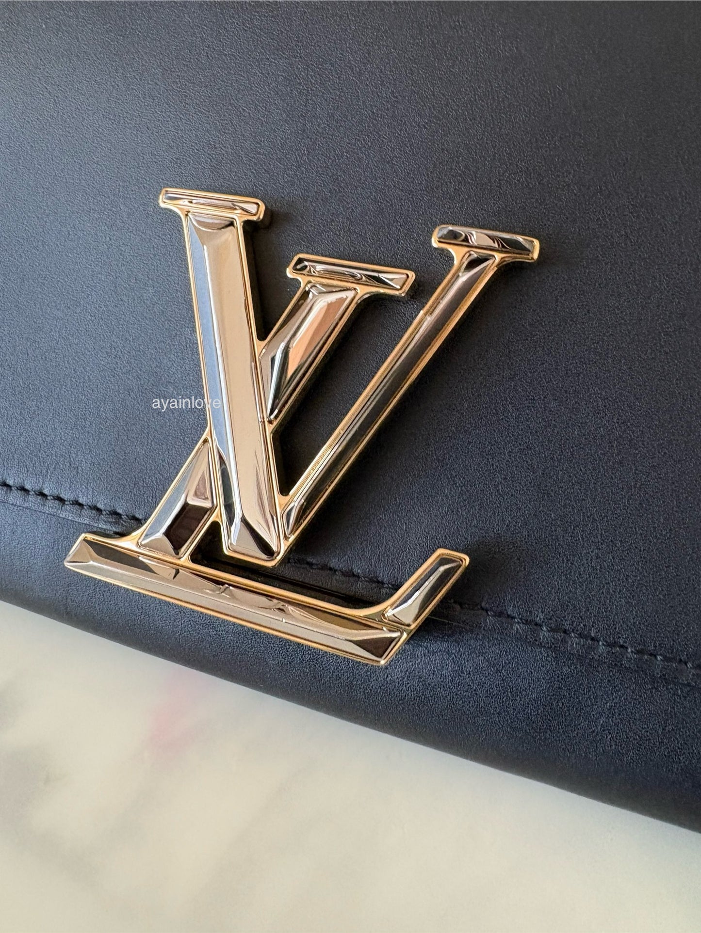 LOUIS VUITTON Black Calfskin Louise Pochette Clutch GM Bag