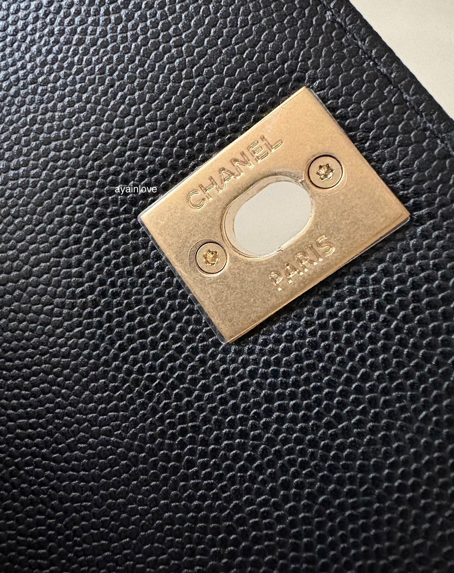 CHANEL Black Caviar Coco Chain Leather Handle Mini 19cm *Microchipped* Brushed Gold Hardware